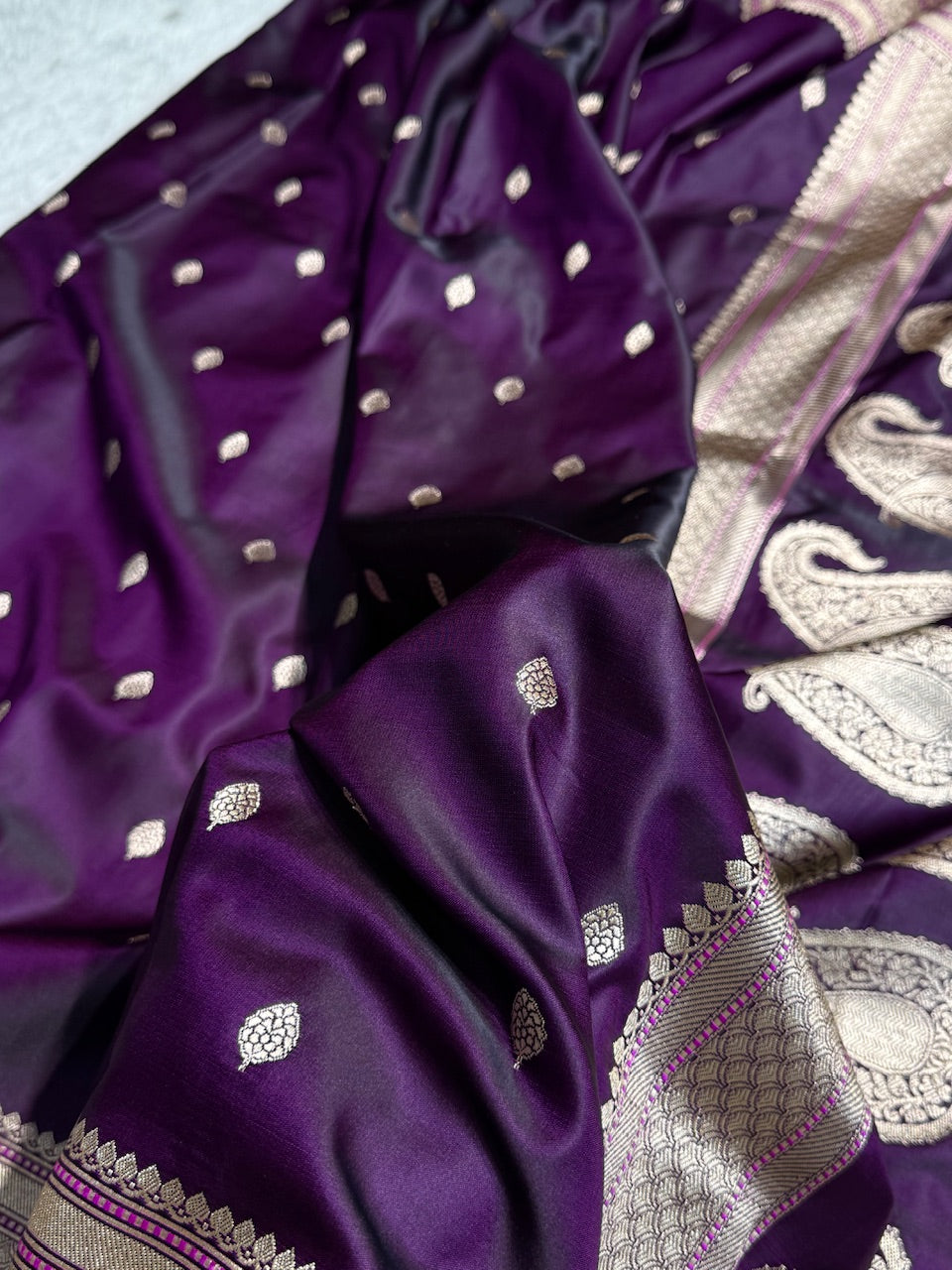Dark Purple Mashru Booti Mashru Silk Saree