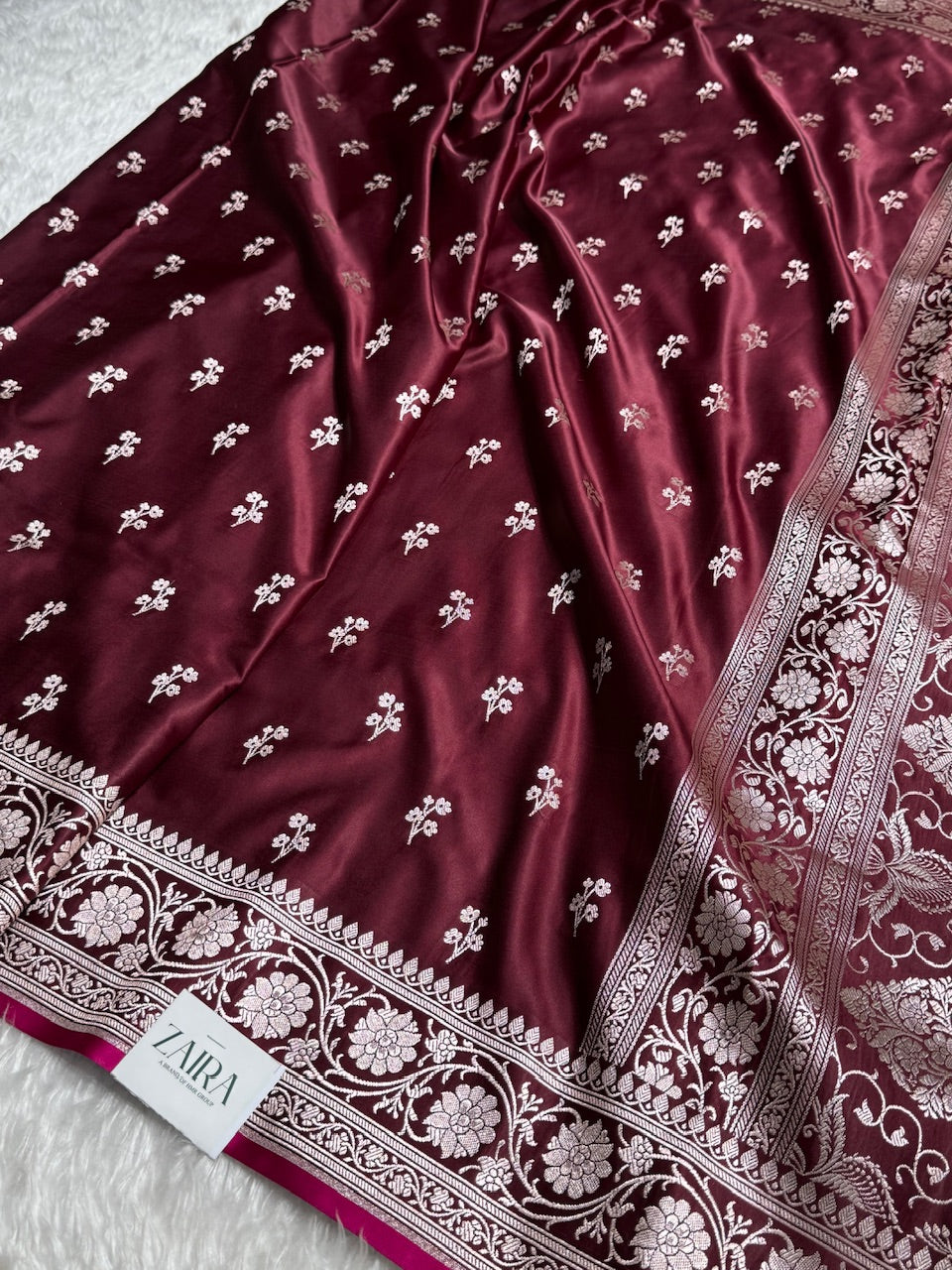 Chocolate Booti Mashru Silk Saree