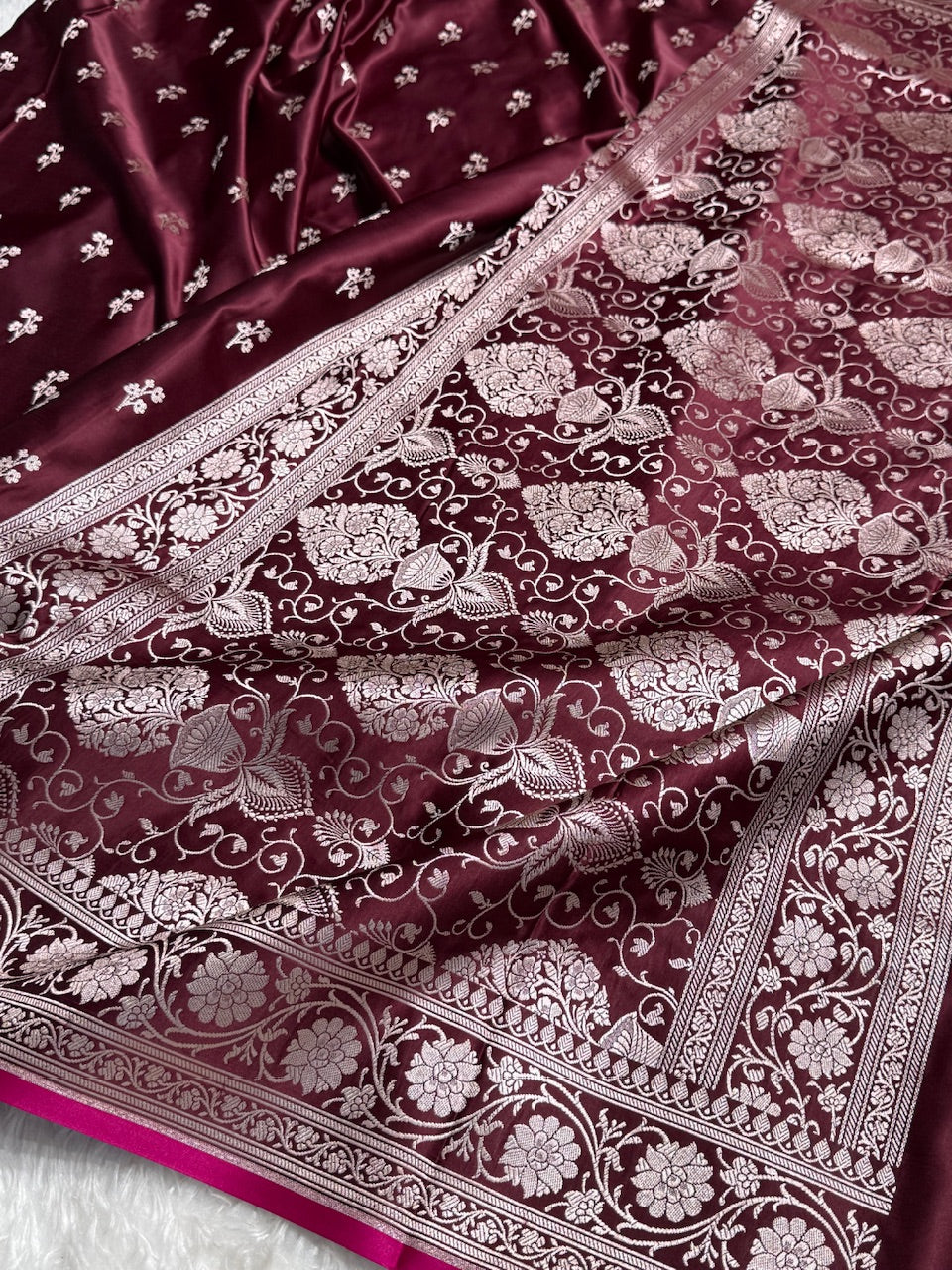 Chocolate Booti Mashru Silk Saree