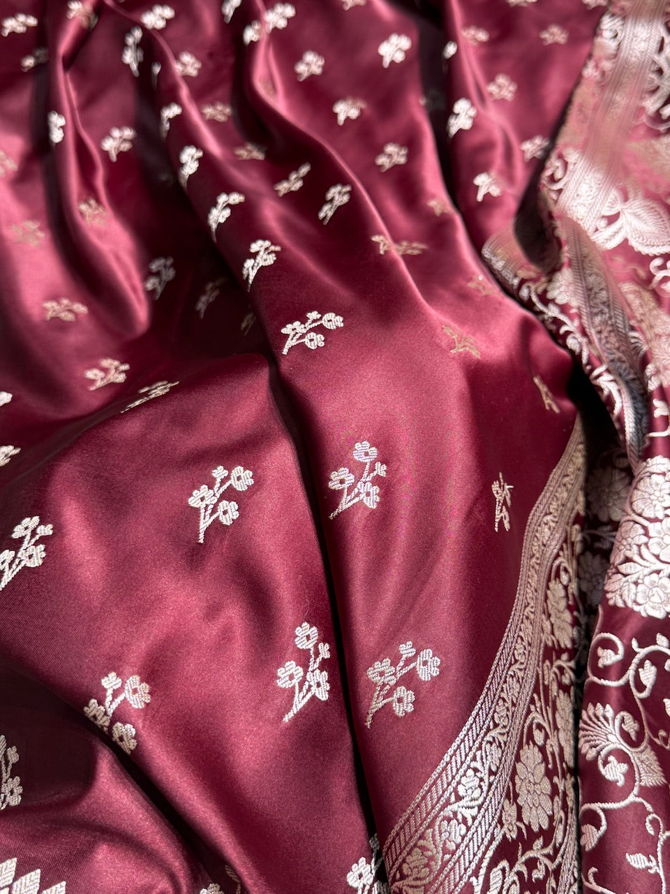 Chocolate Booti Mashru Silk Saree