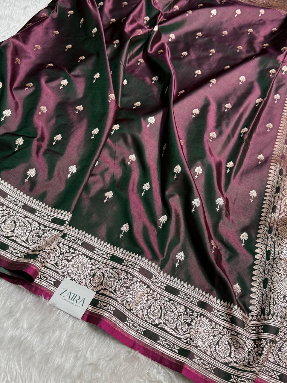 Chocolate Booti Mashru Silk Saree
