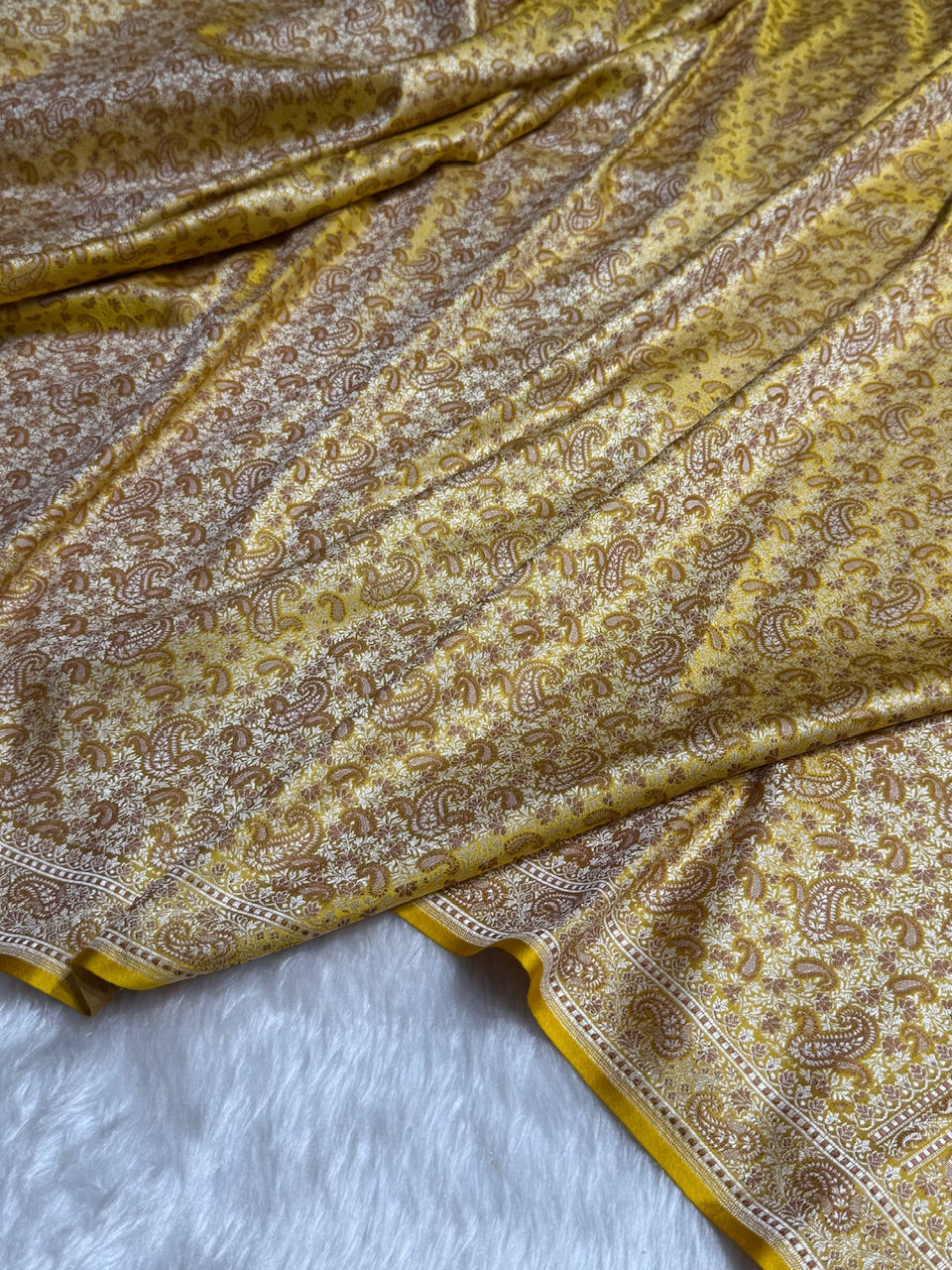 Mustard Jamawar Tanchoi Katan Silk Saree SKTM-11