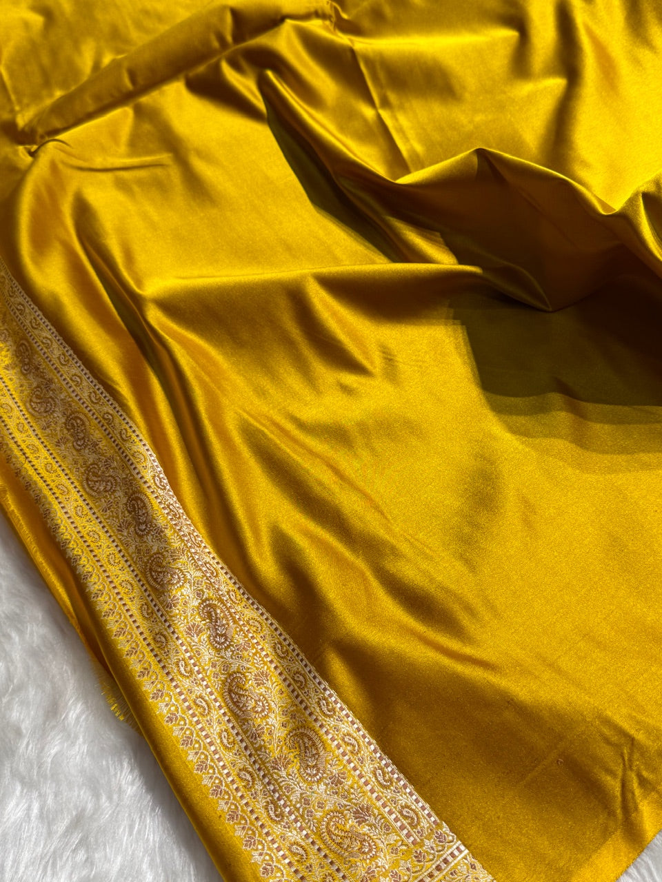Mustard Jamawar Tanchoi Katan Silk Saree SKTM-11