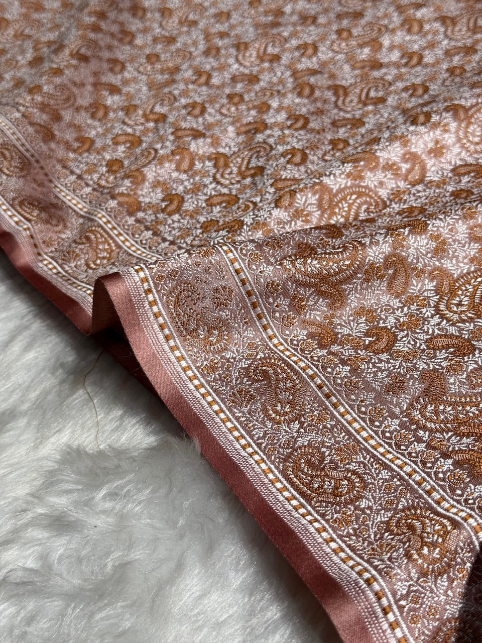 Peach Jamawar Tanchoi Katan Silk Saree SKTM-11