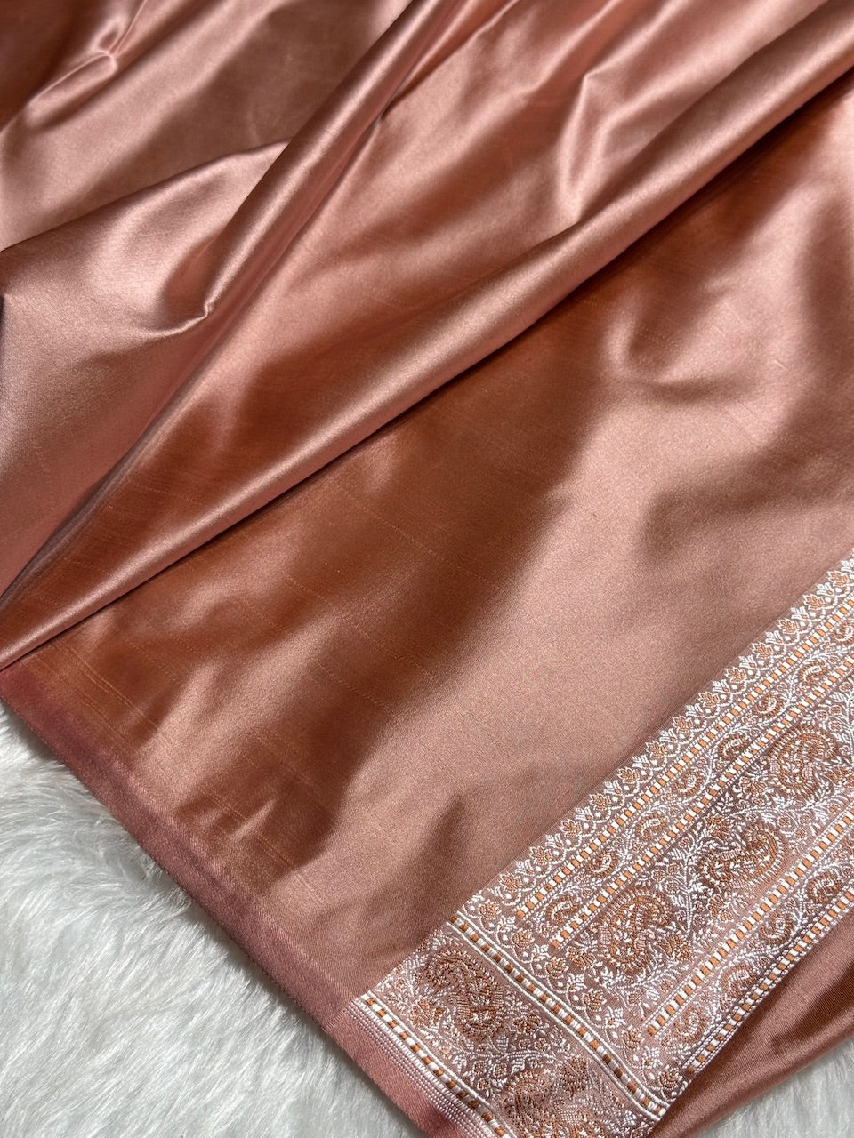 Peach Jamawar Tanchoi Katan Silk Saree SKTM-11