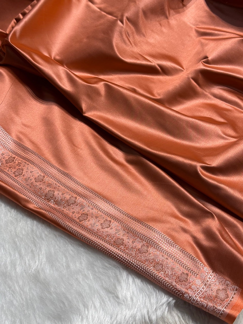 Peach Jamawar Tanchoi Katan Silk Saree SKTM-10