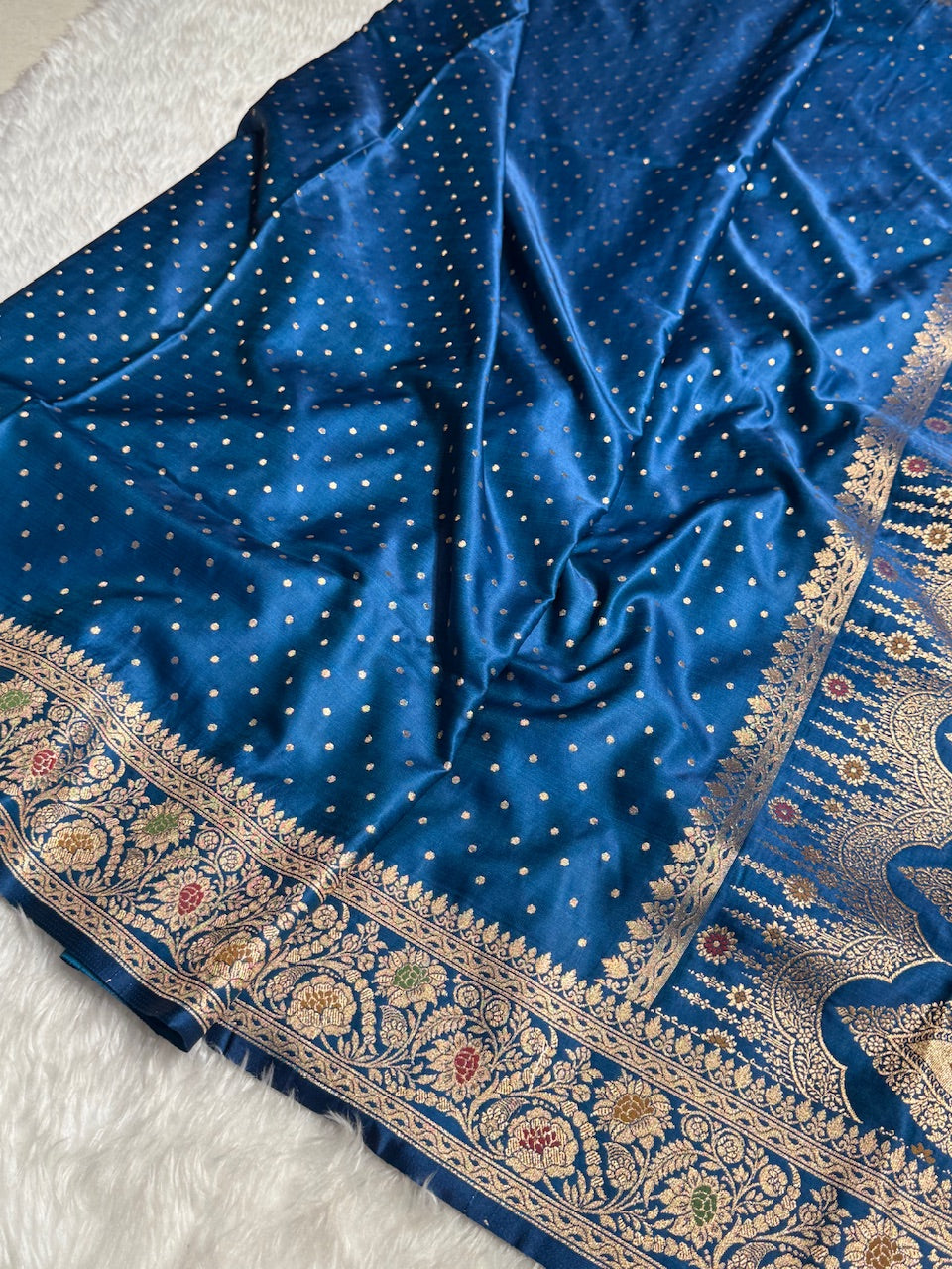 Midnight Blue Banarasi Booti Katan Silk Saree