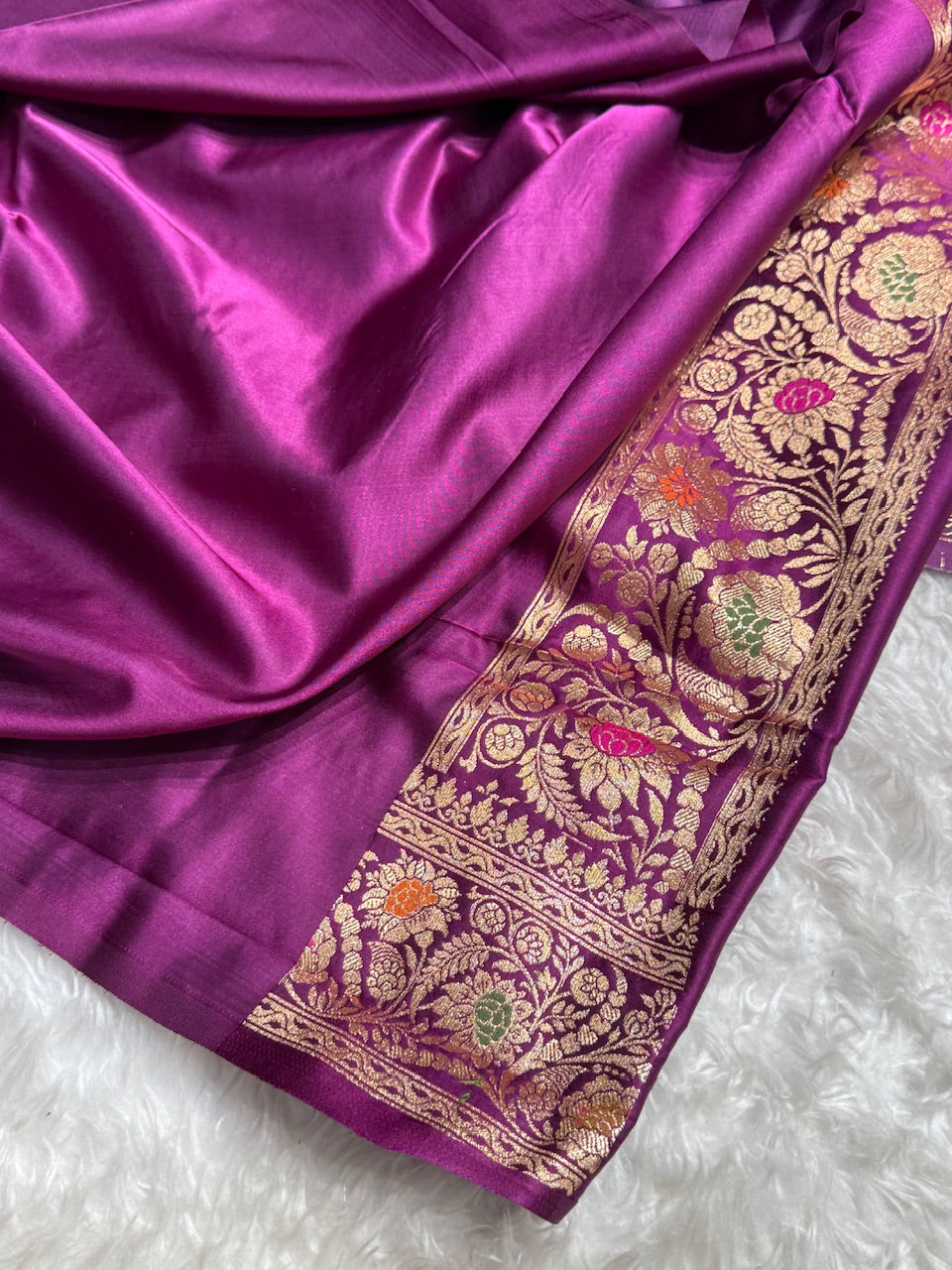 Dark Purple Banarasi Booti Katan Silk Saree