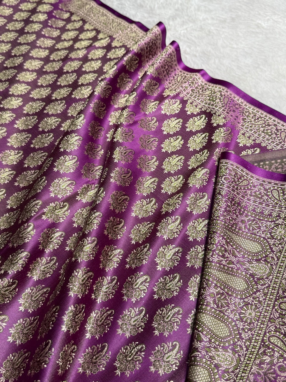 Purple Jamawar Tanchoi Katan Silk Saree SKTM-13