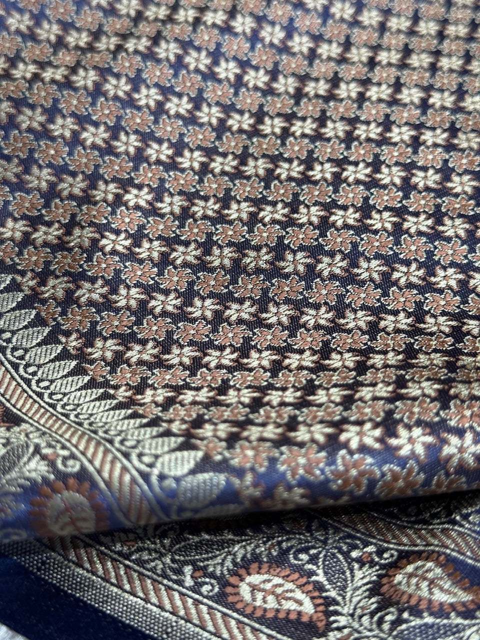 Royal Blue Jamawar Tanchoi Katan Silk Saree SKTM-15