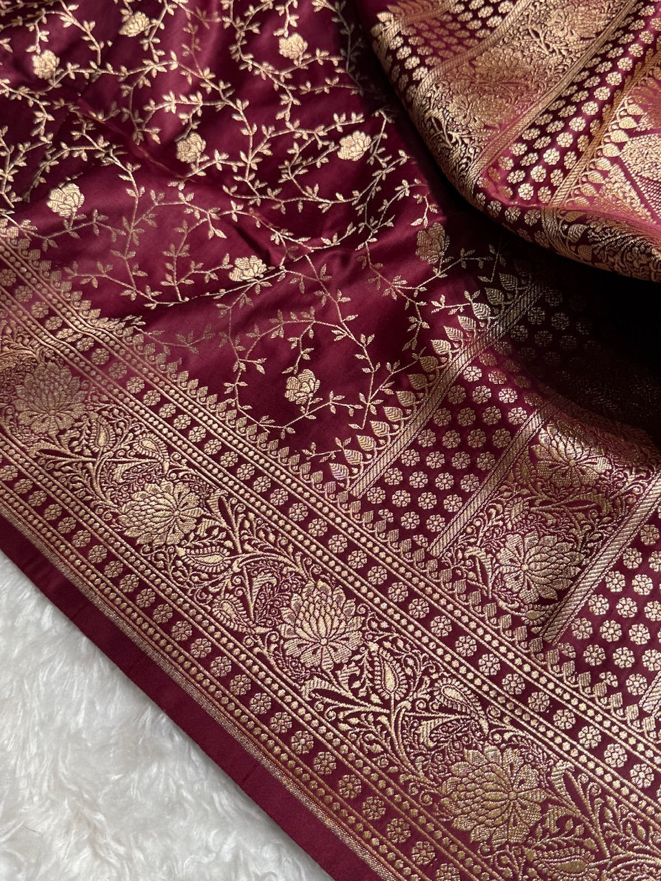 Dark Purple Banarasi Jaal Katan Silk Saree