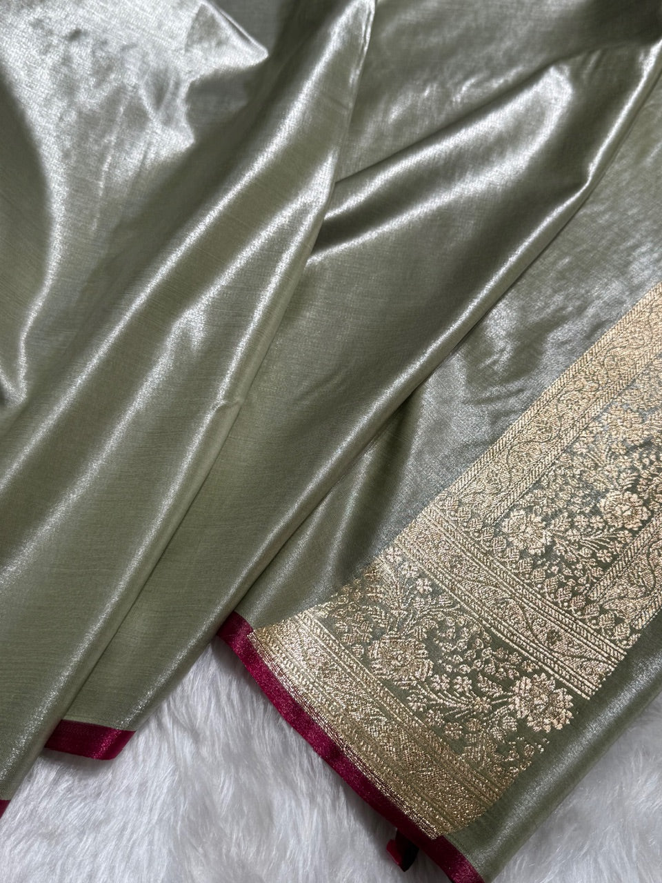 Satin Silk Banarasi Jaal in Light Mehandi Shades SS14