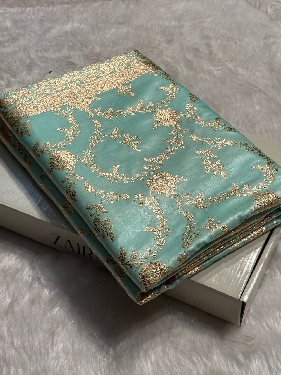 Satin Silk Banarasi Jaal in Sea Green Shades SS14