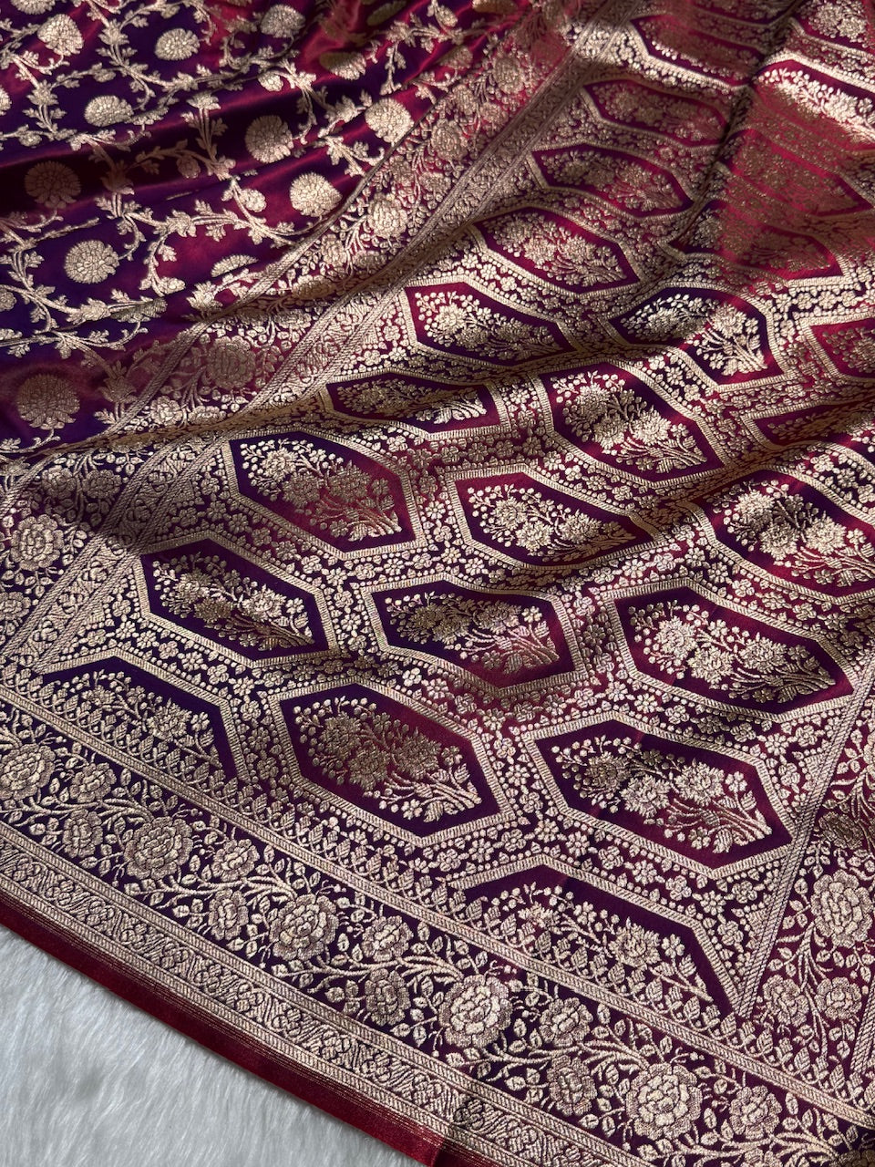 Light Weight Cross Purple Satin Silk Saree SS15