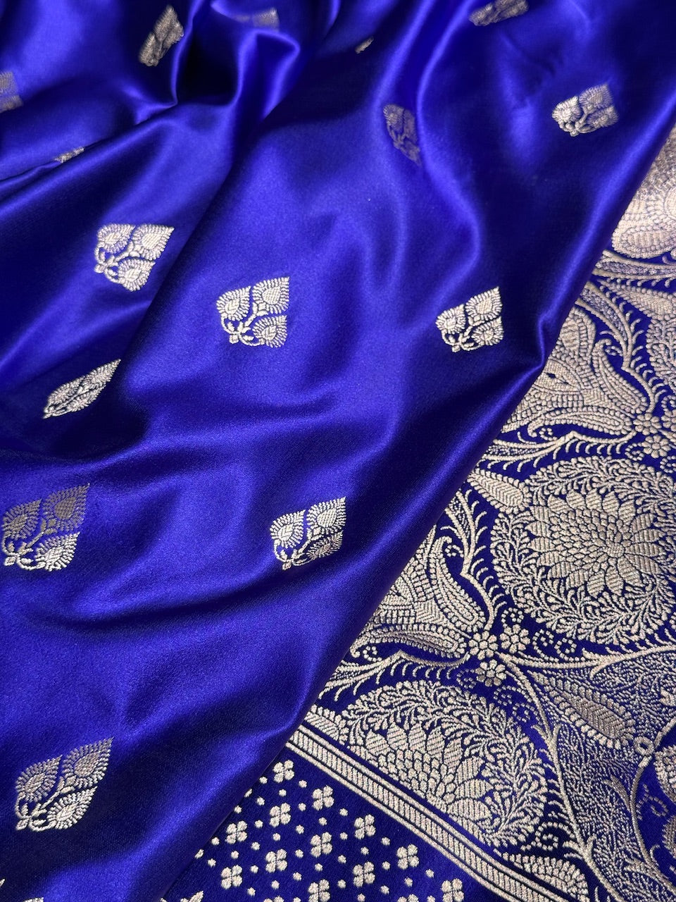 Dark Blue Banarasi Booti Katan Silk Saree
