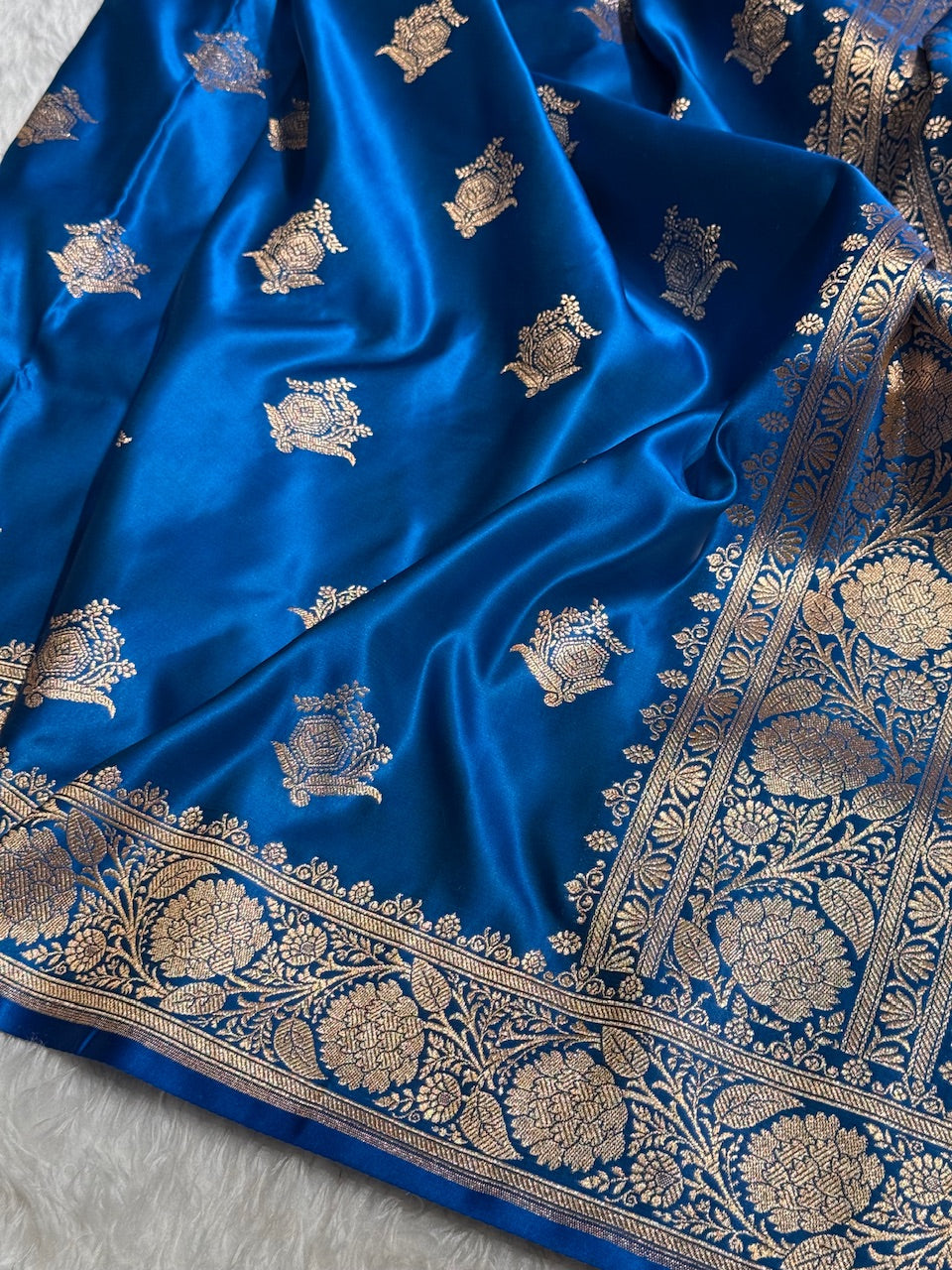 Midnight Blue Banarasi Boota Katan Silk Saree