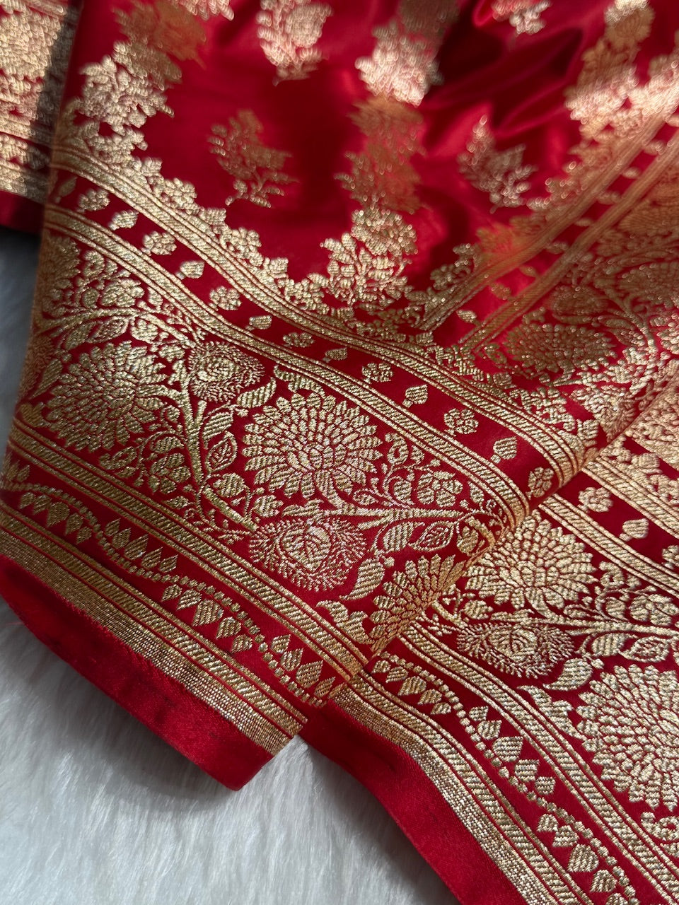 Satin Silk Saree Floral Boota in Rani Shades SS28