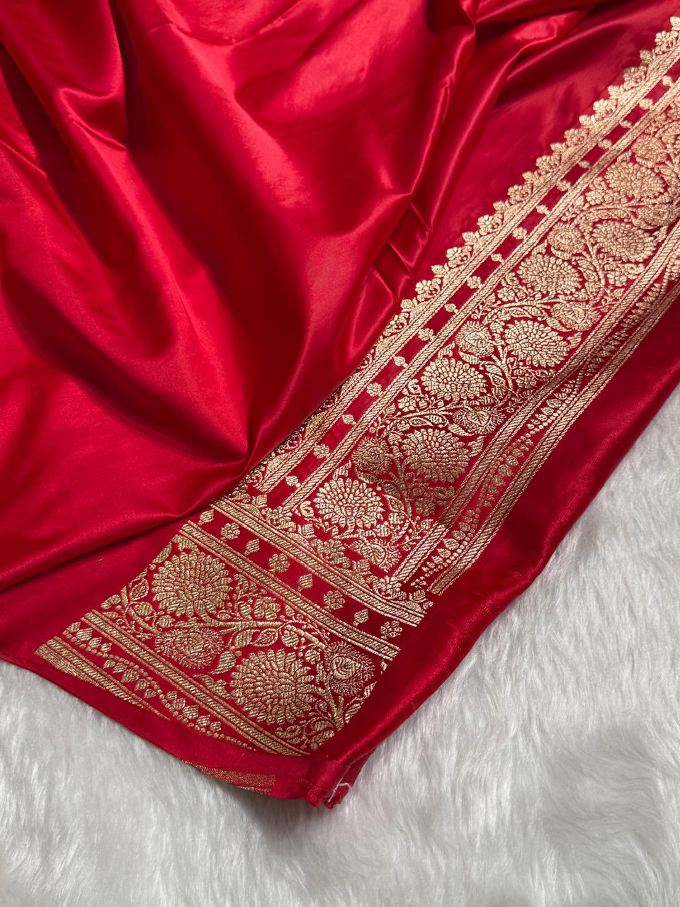 Satin Silk Saree Floral Boota in Rani Shades SS28