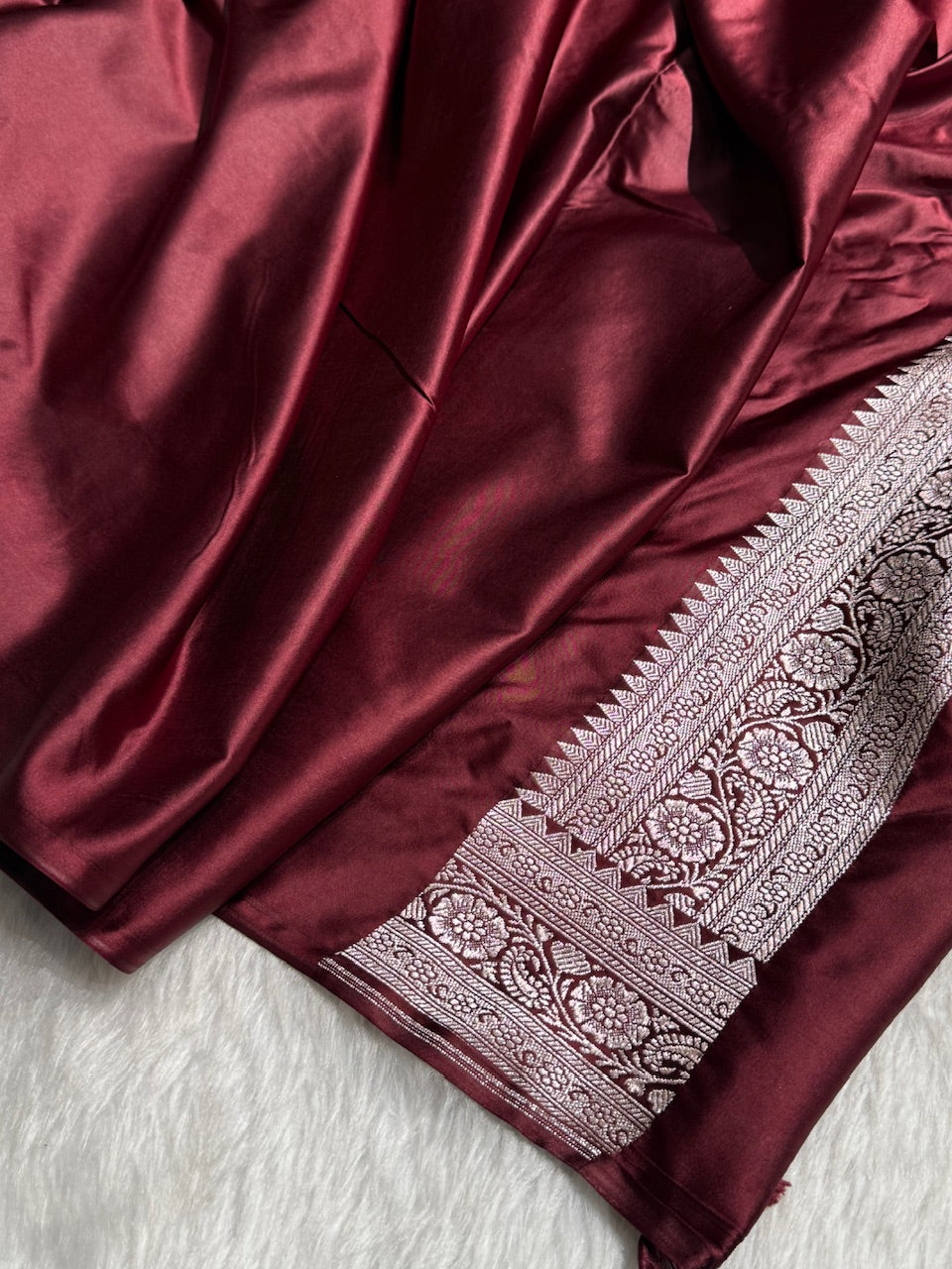 Chocolate Floral Jaal Mashru Silk Saree