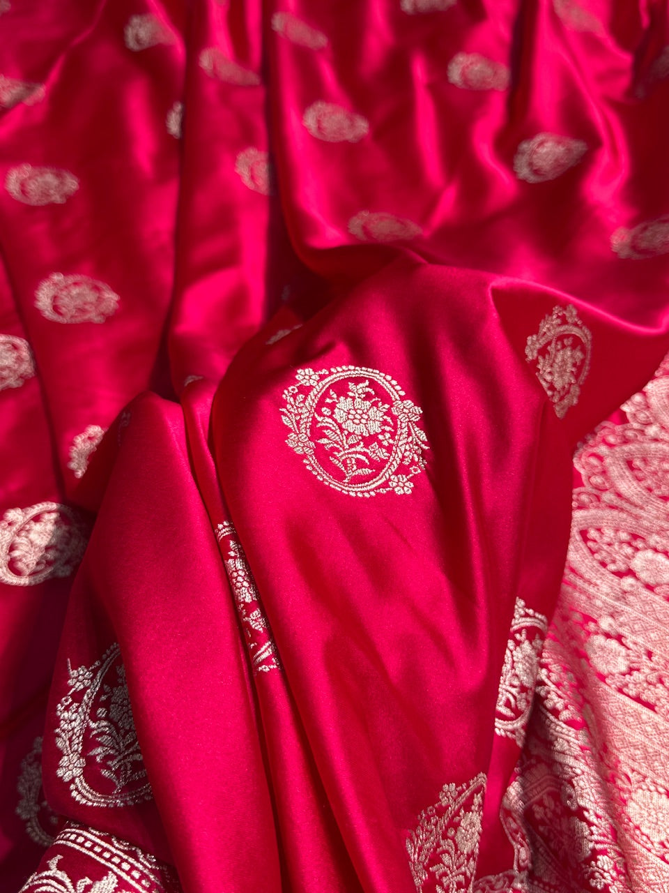 Ruby Pink Boota Mashru Silk Saree