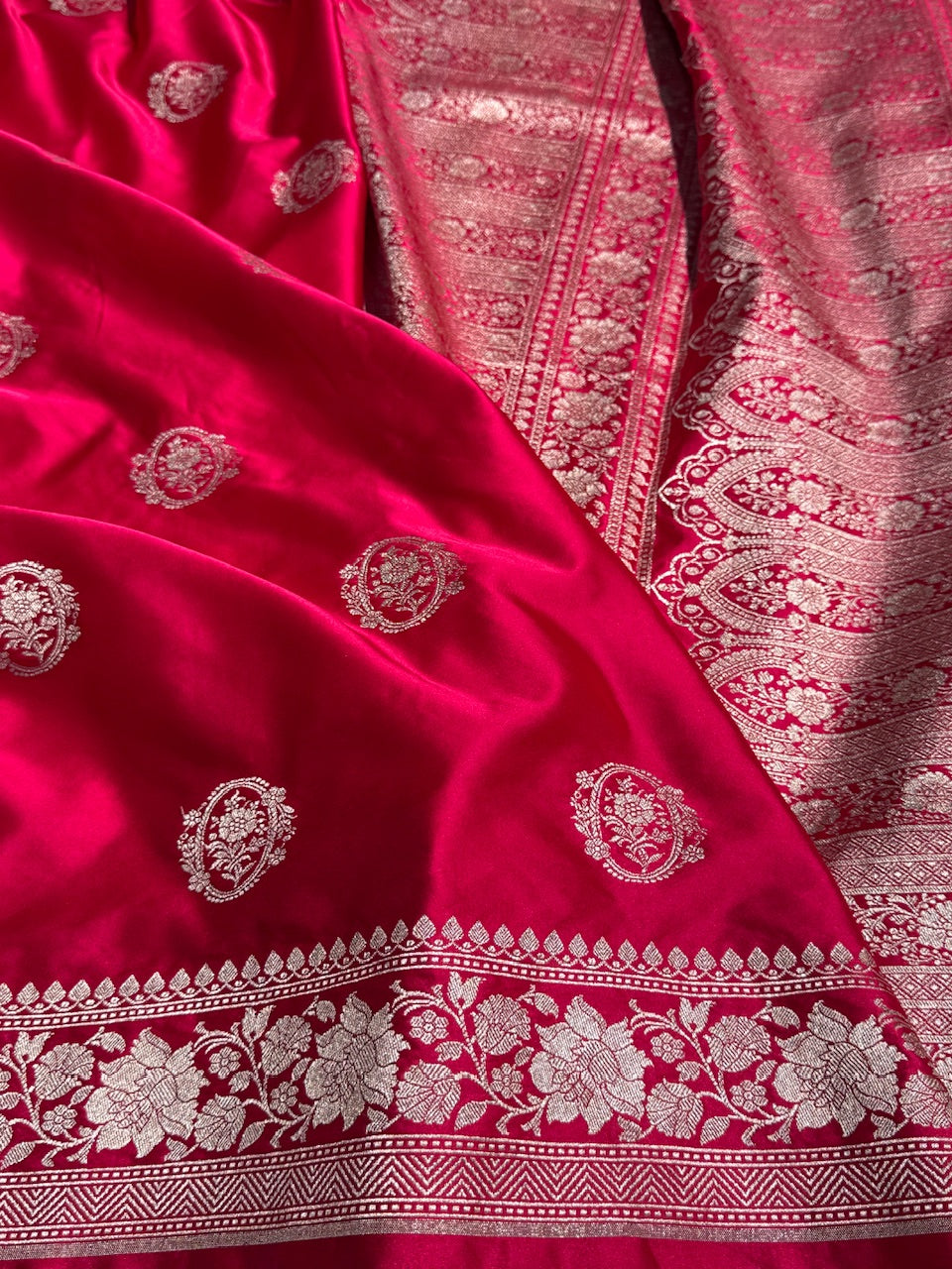 Ruby Pink Boota Mashru Silk Saree