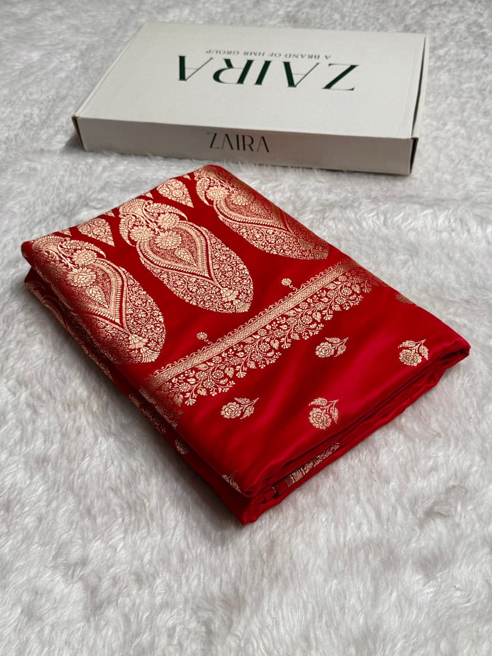 Red Floral Booti Katan Silk Saree SK23