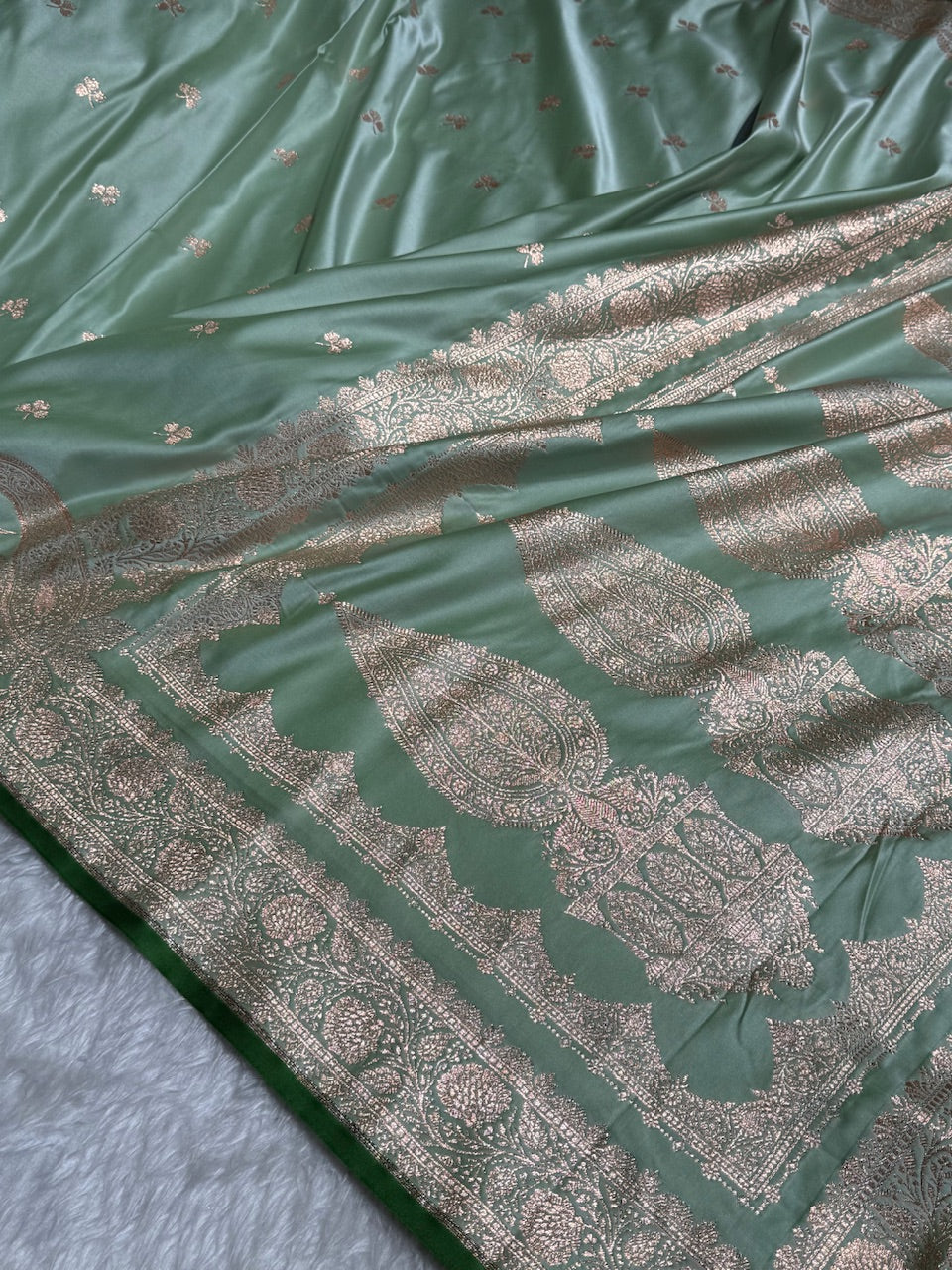 Pista Green Booti Katan Silk Saree SK09