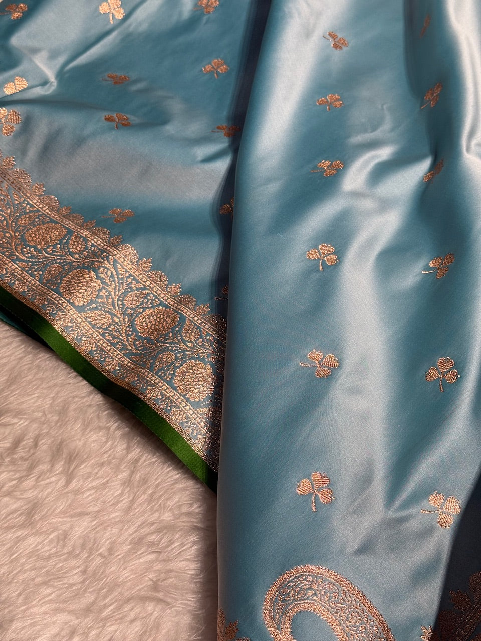 Sky Blue Booti Katan Silk Saree SK09