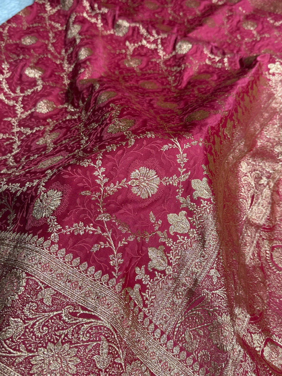 Peach Tanchoi Katan Jaal Silk Saree SKTM05