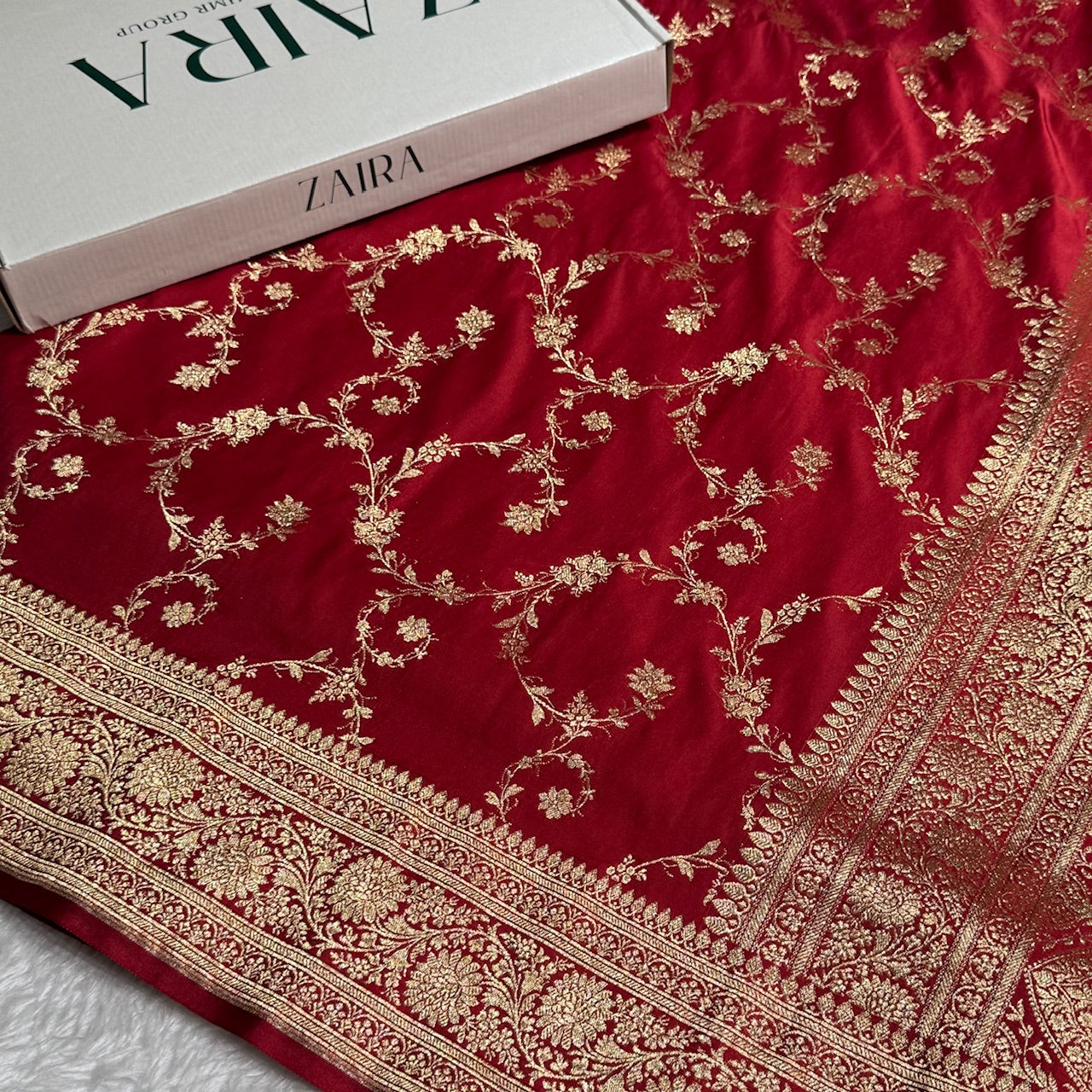 Maroon Banarasi Jaal Katan Silk Saree
