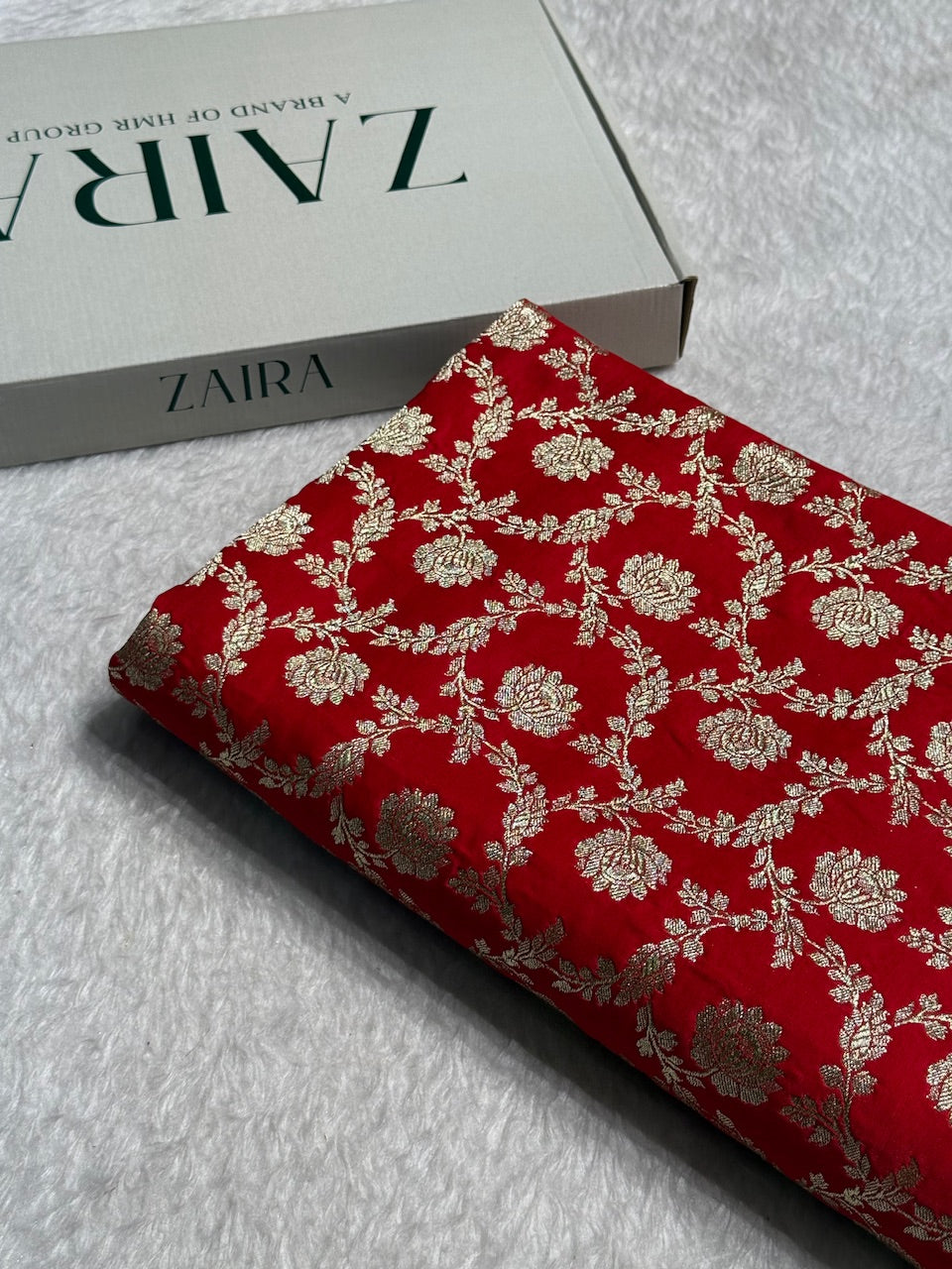 Red Jaal Satin Katan Silk Saree SK20