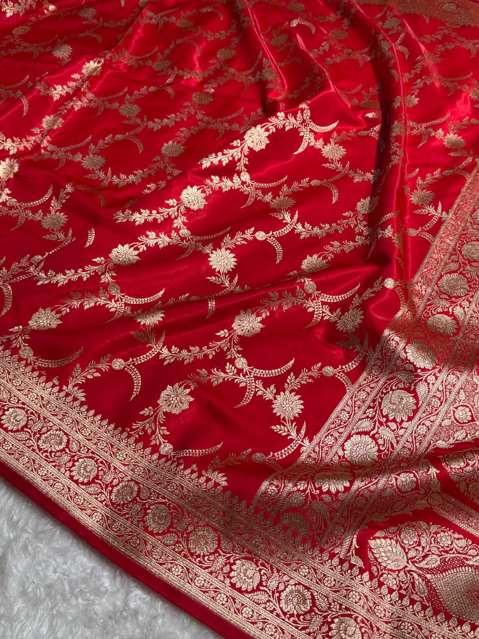 Satin Silk Banarasi Jaal In Red Shades SS18