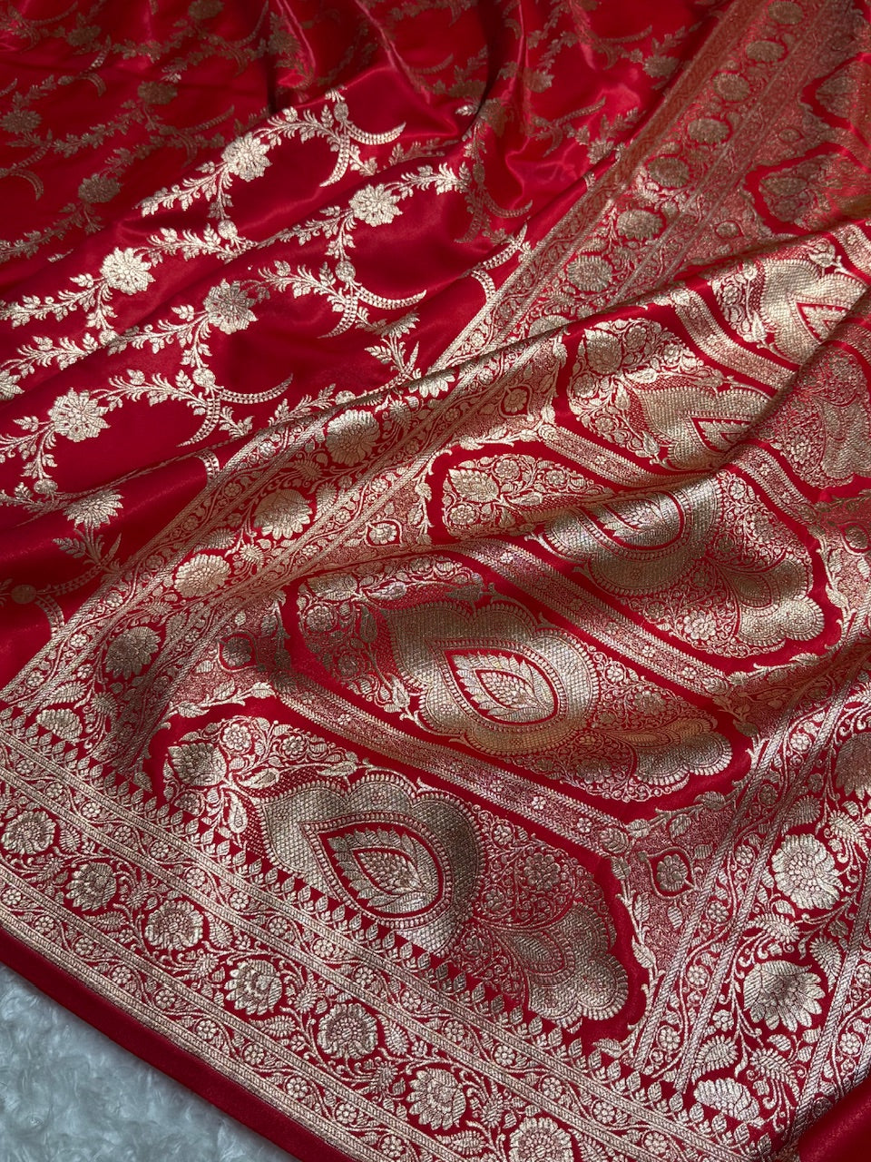 Satin Silk Banarasi Jaal In Red Shades SS18