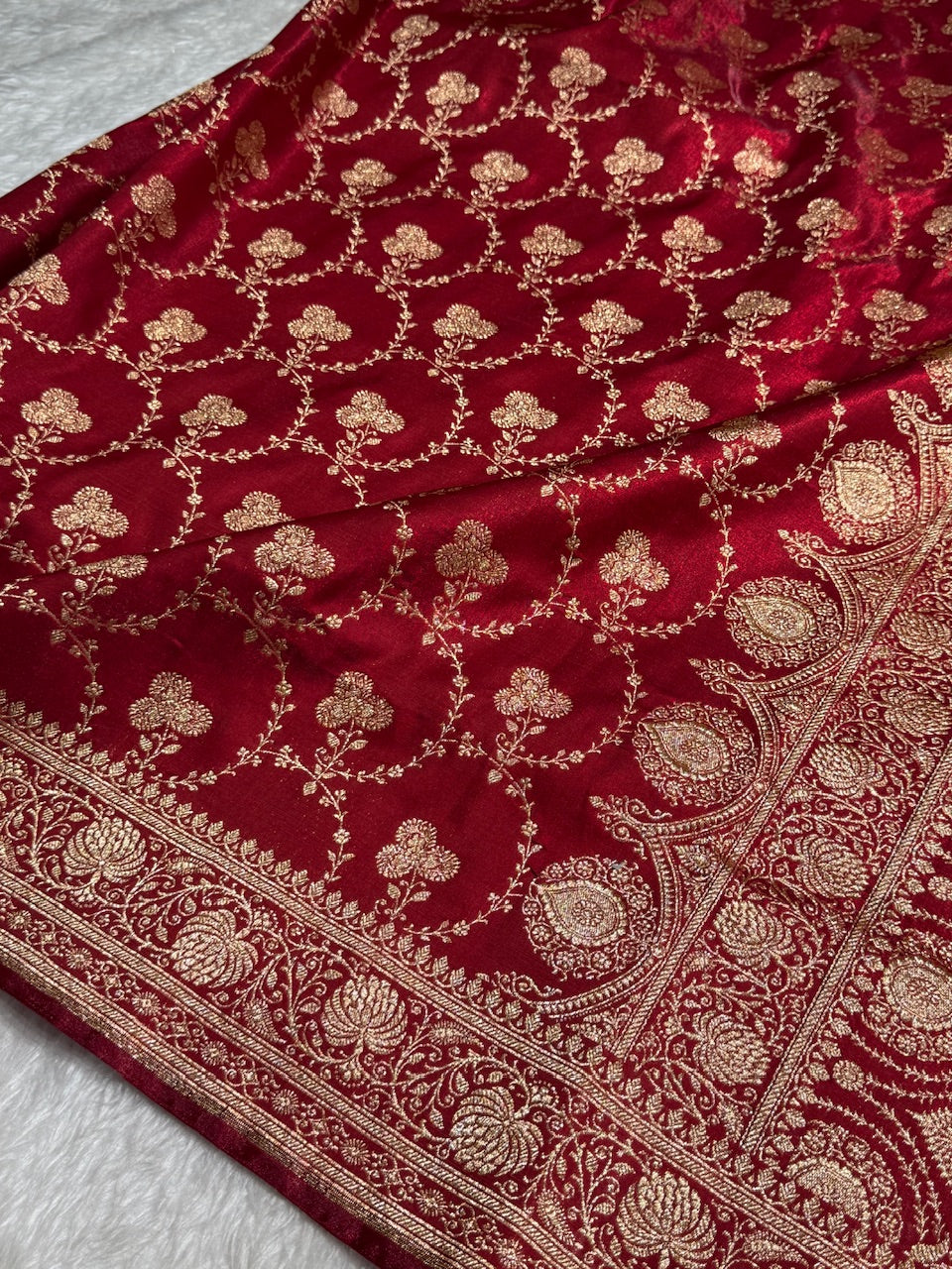 Satin Silk Saree Jaal in Maroon Shades SS23