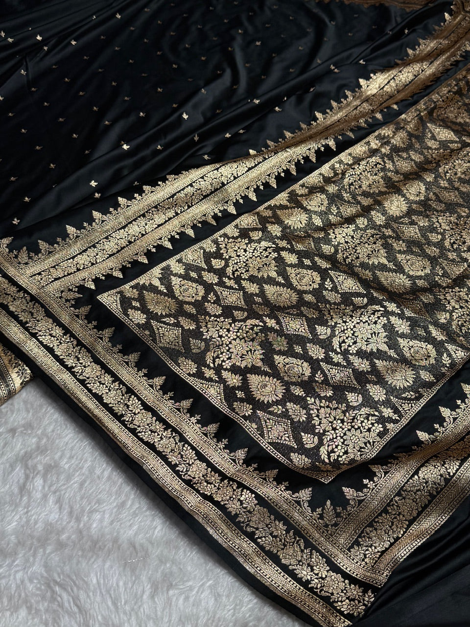 Premium Black Banarasi Booti Katan Silk Saree
