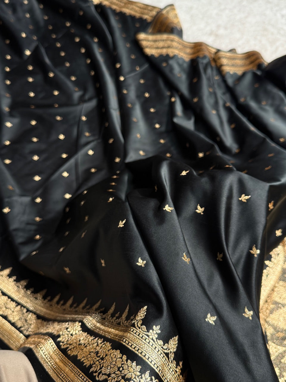 Premium Black Banarasi Booti Katan Silk Saree