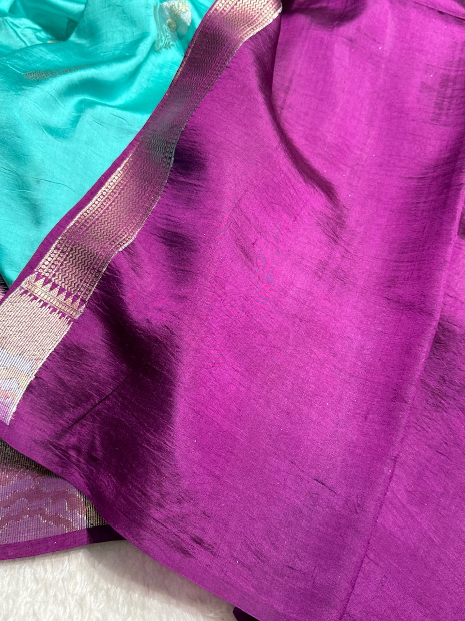 Sky Blue Flower Boota Pure Caramel Mango Silk Saree