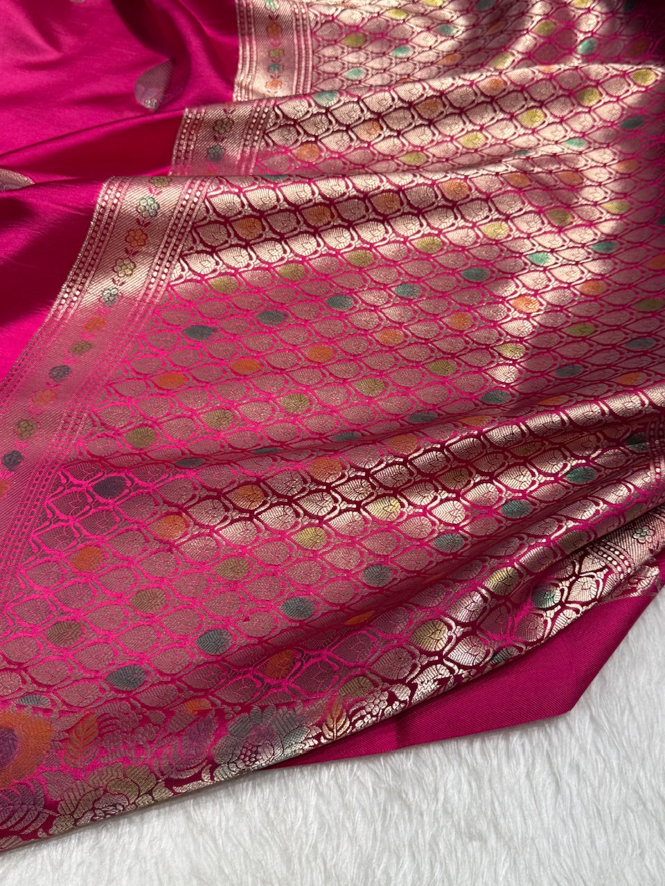 Rani Flower Boota Pure Caramel Mango Silk Saree