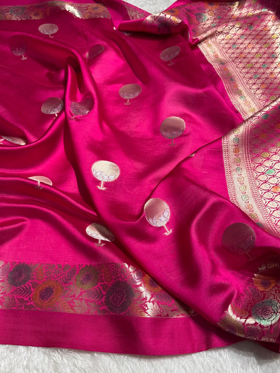 Rani Flower Boota Pure Caramel Mango Silk Saree