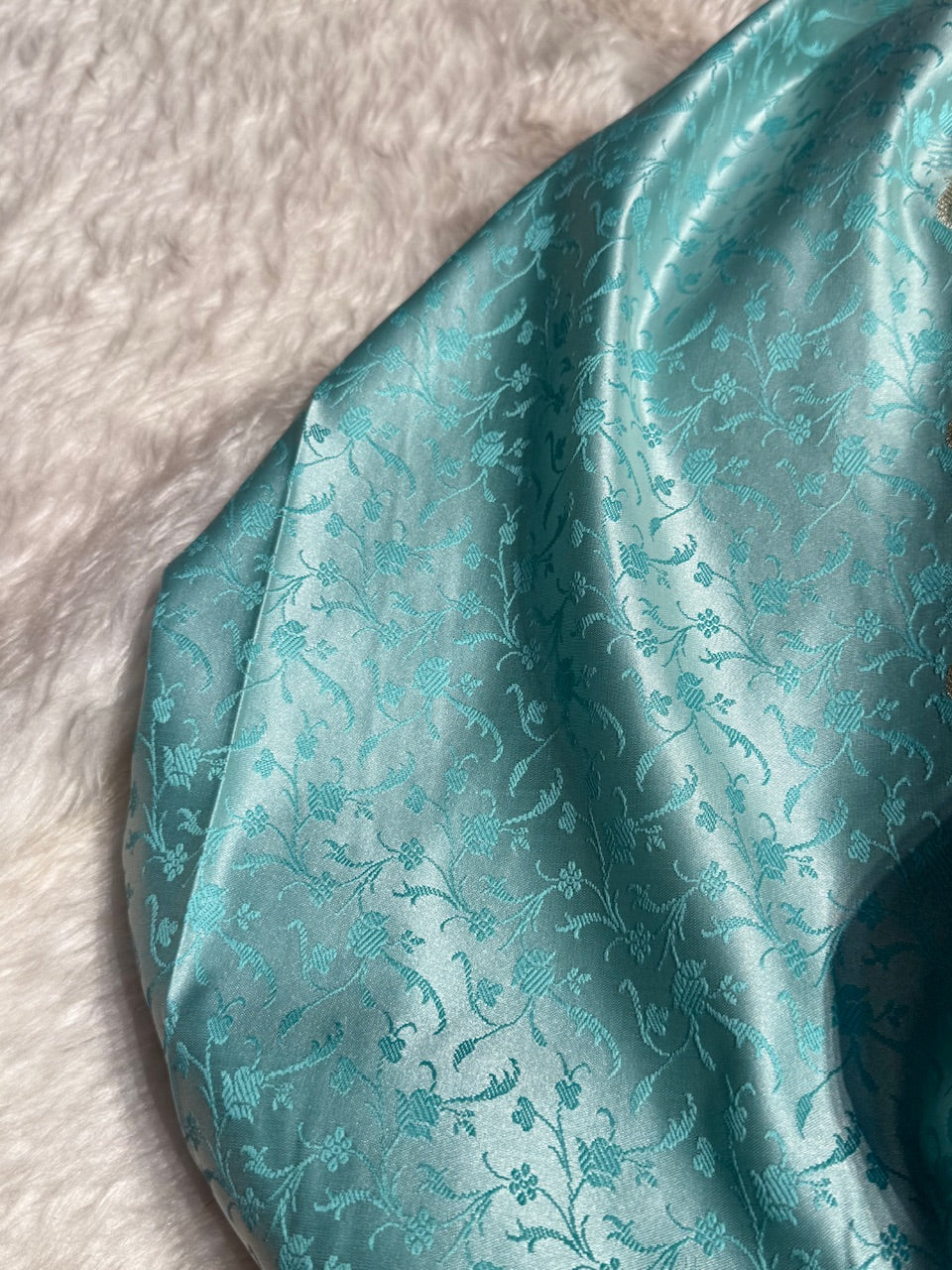 Sky Blue Tanchoi Satin Katan Silk Saree SKTM-03