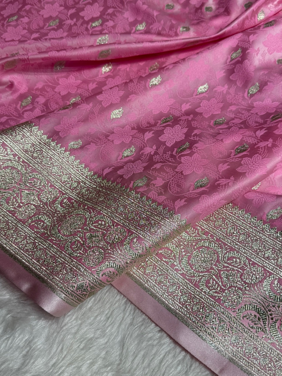 Pink Tanchoi Satin Katan Silk Saree SKTM-03