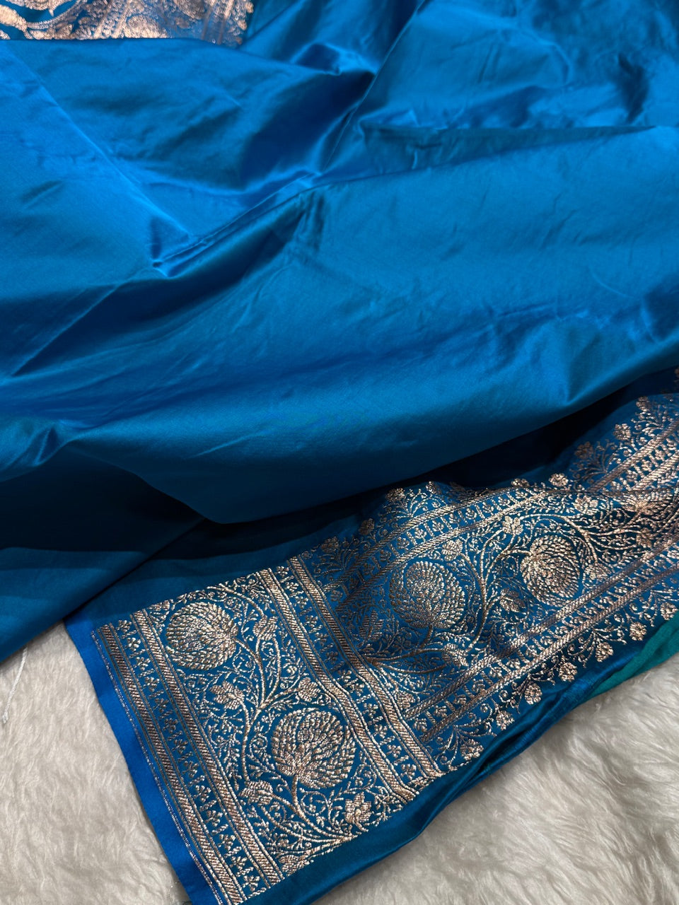 Black - Blue Banarasi Boota Katan Silk Saree