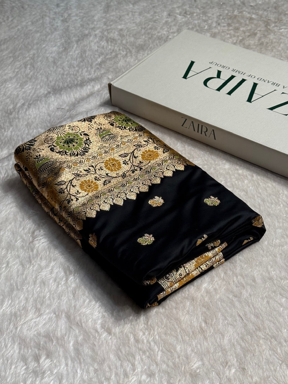 Premium Minakari Black Banarasi Booti Katan Silk Saree