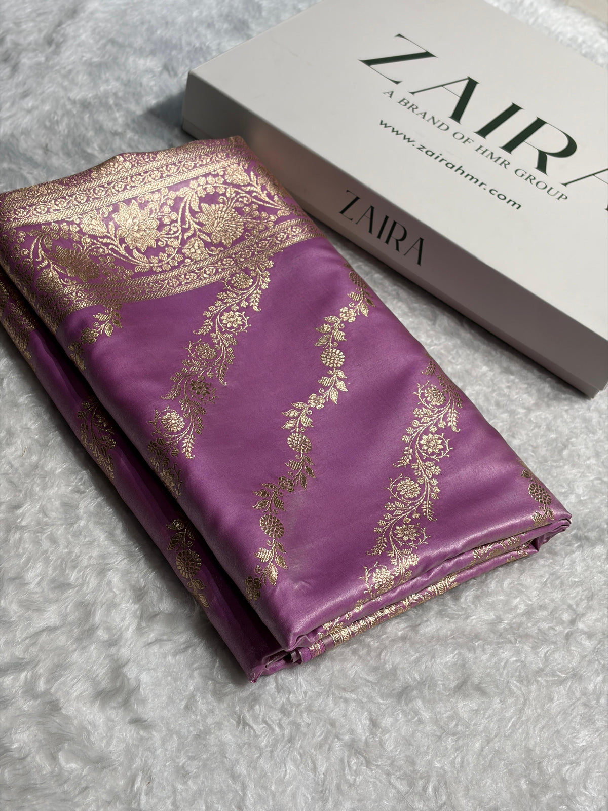 Banarasi Light Weight Satin Silk Lavender Shades SS10