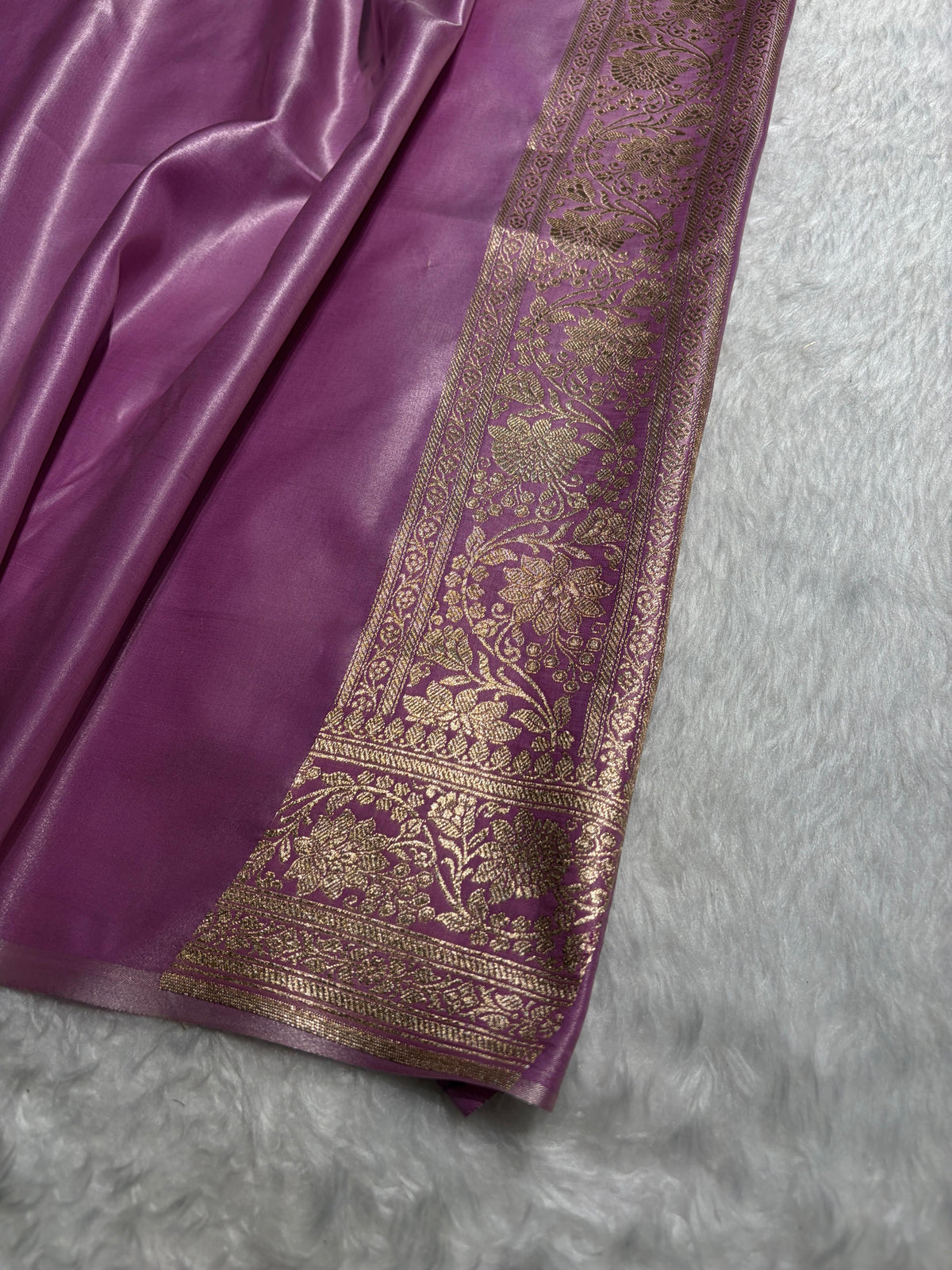 Banarasi Light Weight Satin Silk Lavender Shades SS10