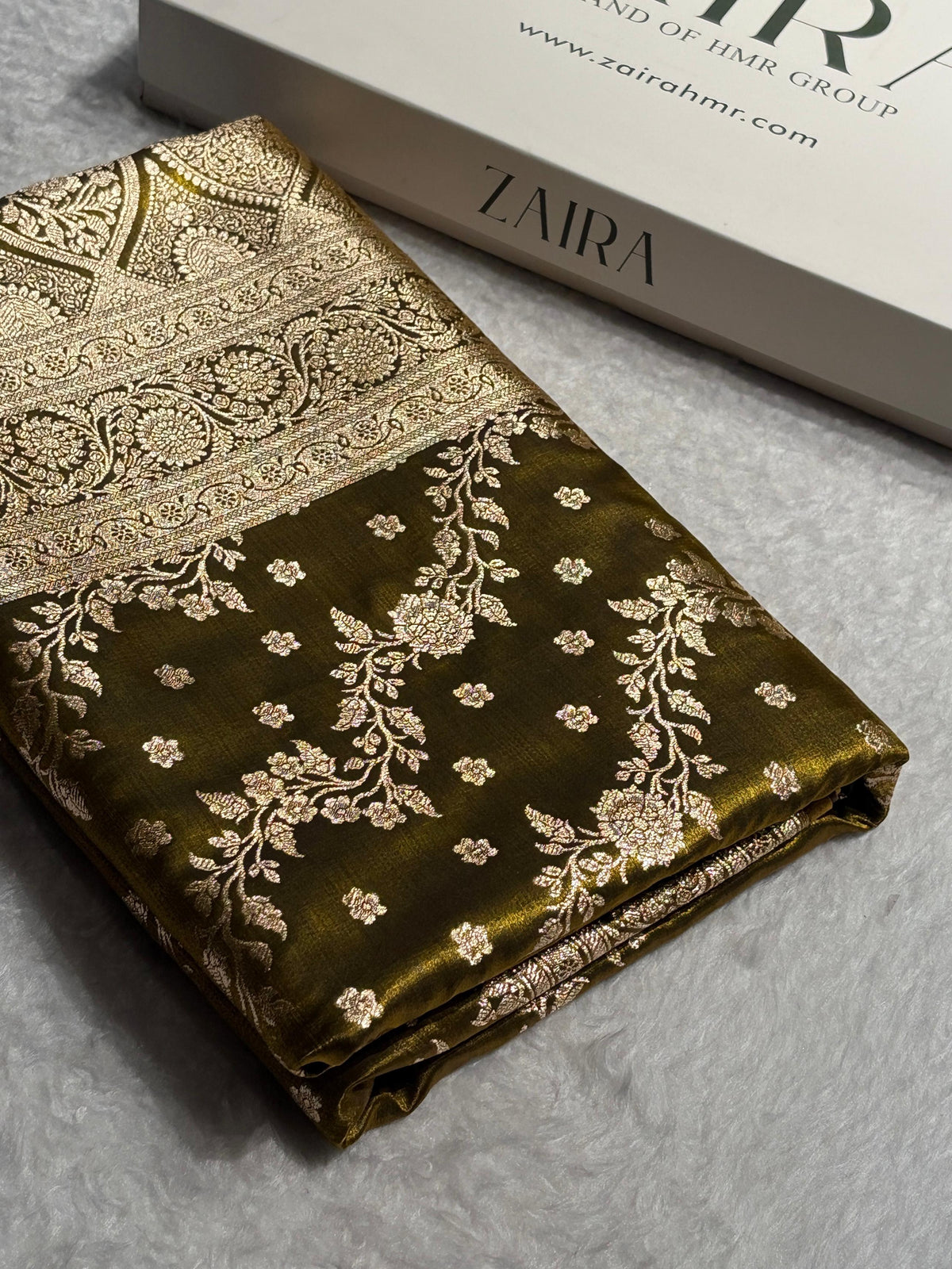 Satin Silk Saree Cross with Booti in Mehendi Green Shades SS24