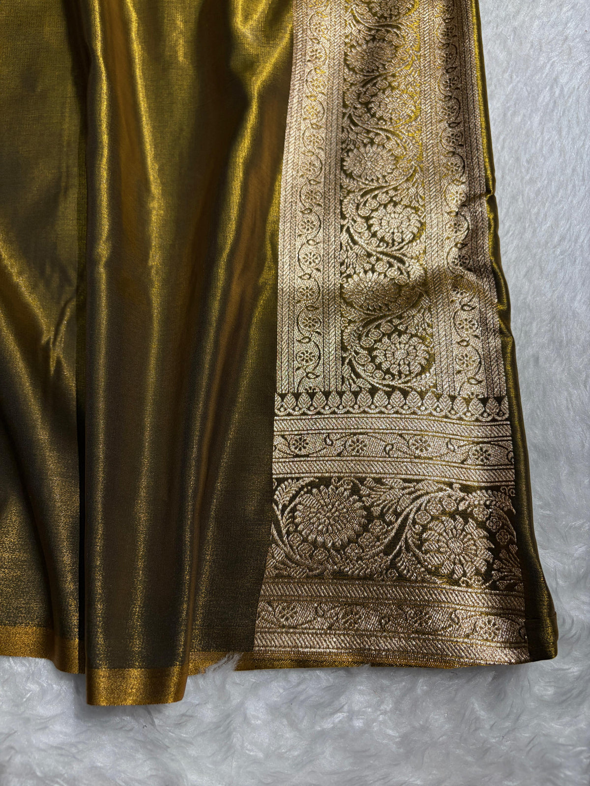 Satin Silk Saree Cross with Booti in Mehendi Green Shades SS24