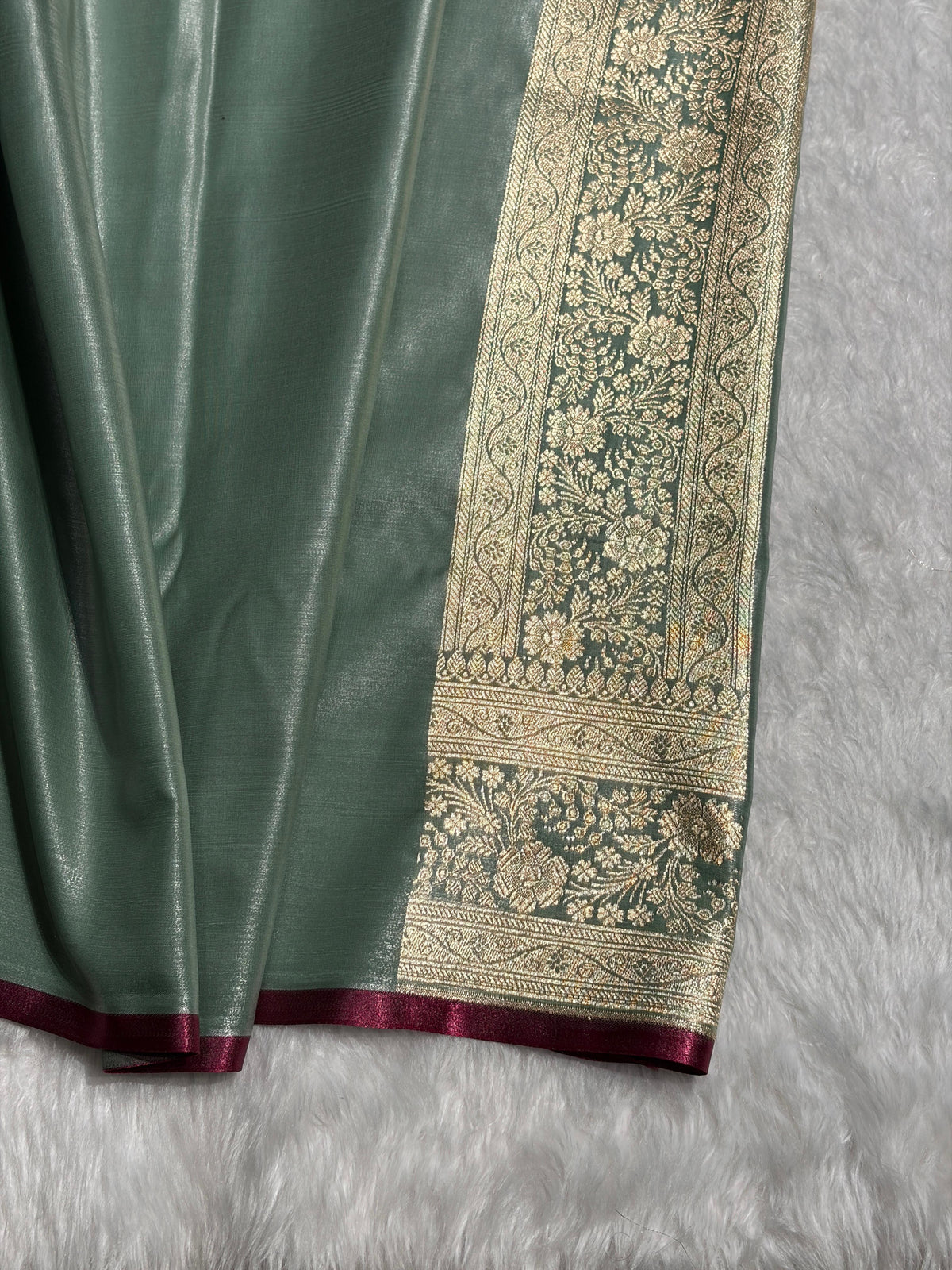 Satin Silk Banarasi Jaal in Mint Green Shades SS14
