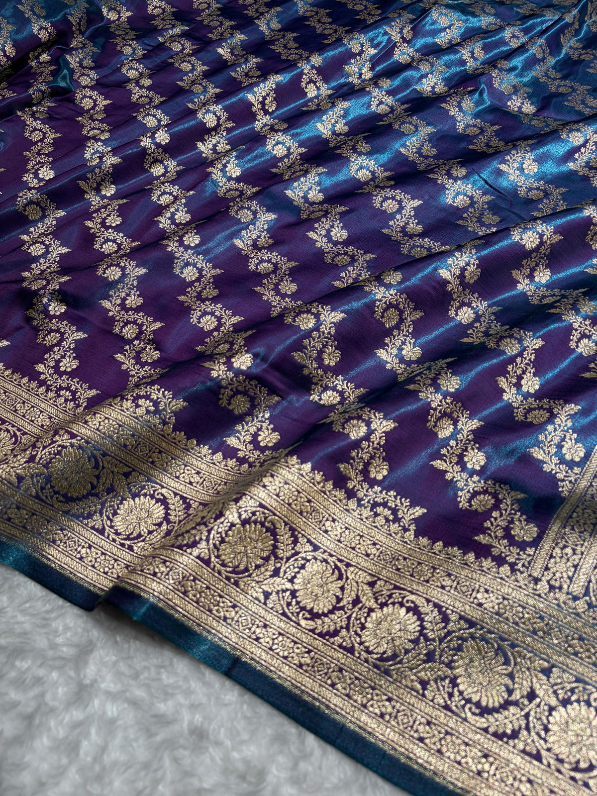 Cross Purple Shades Banarasi Satin Silk Saree SS32