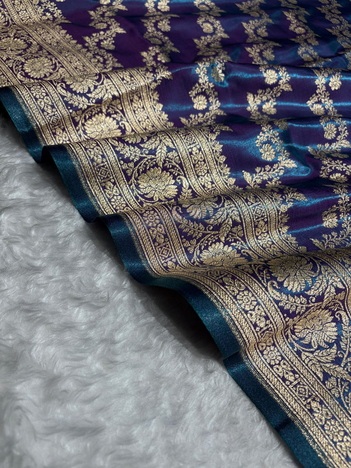 Cross Purple Shades Banarasi Satin Silk Saree SS32